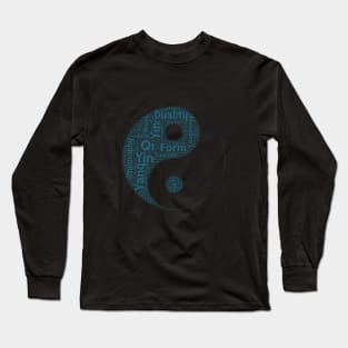 Yin Yang Silhouette Shape Text Word Cloud Long Sleeve T-Shirt